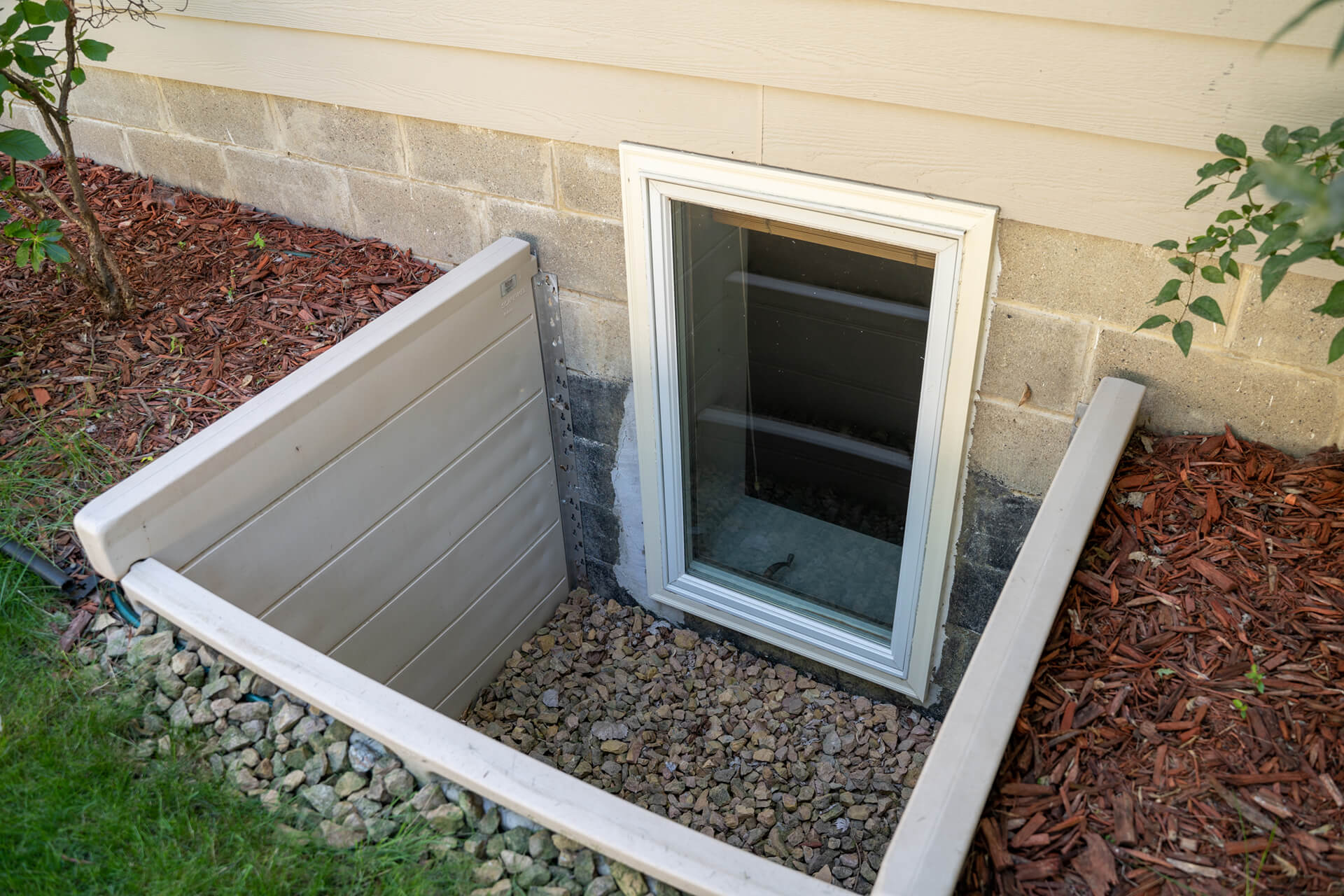 An egress-compliant basement window.