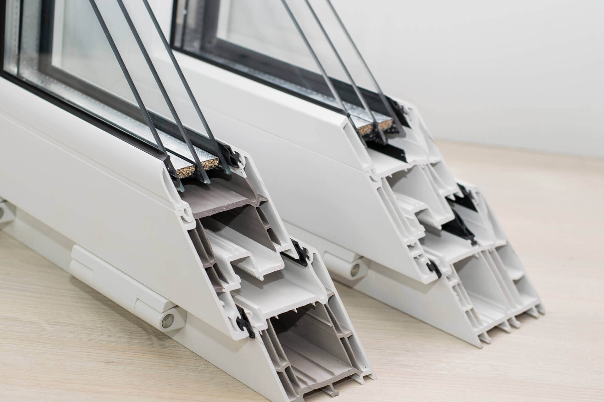 Triple-glazed window sections.